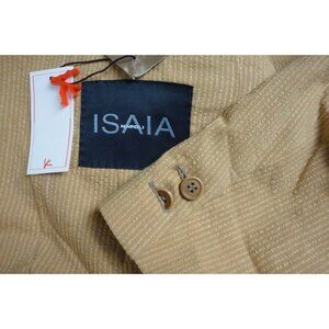 Isaia Napoli Yellow Striped Textured Cotton Blend Sport Coat Jacket 40R NEW